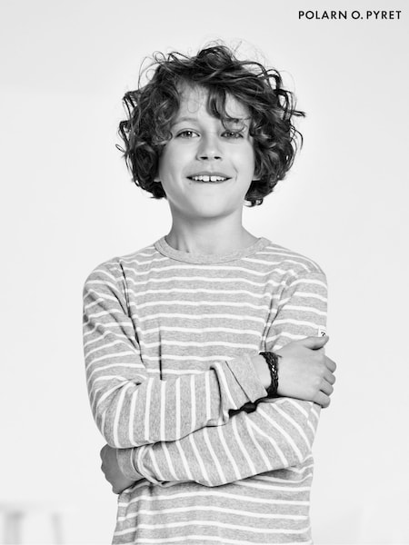 Polarn O. Pyret Grey Organic Cotton Striped Top (Q86476) | €29