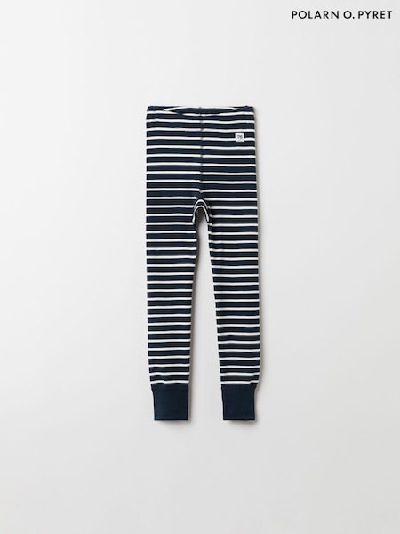 Polarn O. Pyret Blue Organic Cotton Striped Leggings (Q86480) | €29