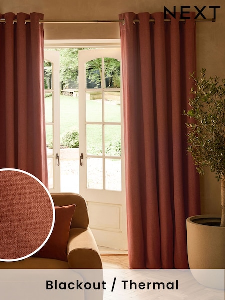 Rust Orange Brushed Eyelet Blackout/Thermal Curtains (Q86686) | 319 QAR - 735 QAR