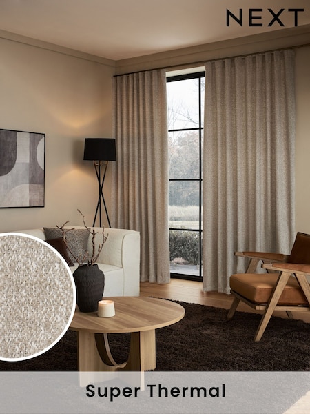 Natural Cosy Texture Super Thermal Wave Header Curtains (Q86722) | €44 - €88
