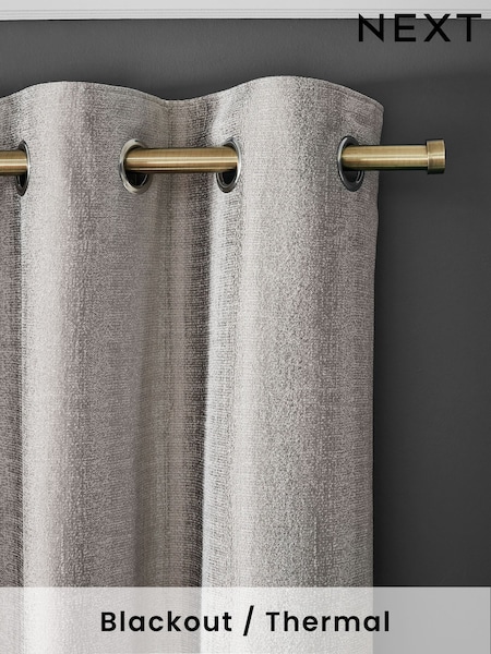 Silver Grey Metallic Stripe Eyelet Blackout/Thermal Curtains (Q86932) | € 158 - € 294