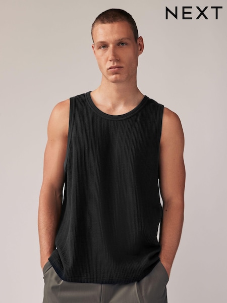 Black Textured 100% Cotton Vest (Q86995) | €5