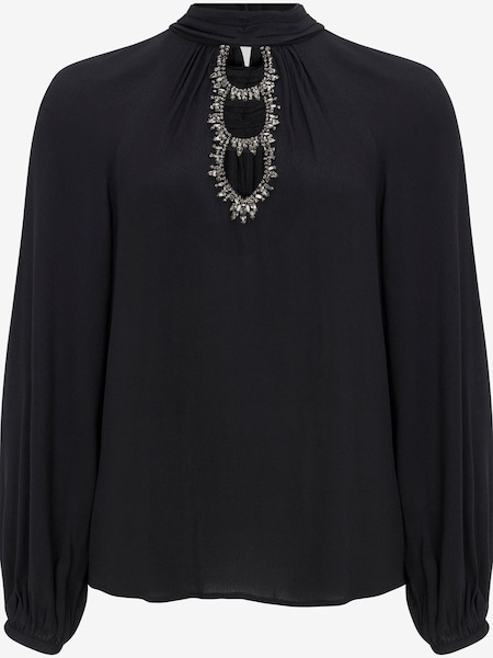 Mint Velvet Black Cut Out Embellished Top (Q87038) | €63