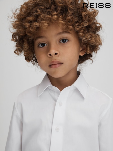 أبيض - Reiss Remote Slim Fit Cotton Shirt (Q87409) | ‏230 د.إ.‏