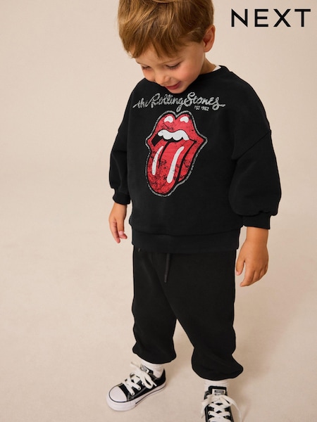 أسود - Rolling Stones Crew Neck Sweatshirt (3mths-8yrs) (Q87549) | ‏48 ر.ق. - ‏55 ر.ق.