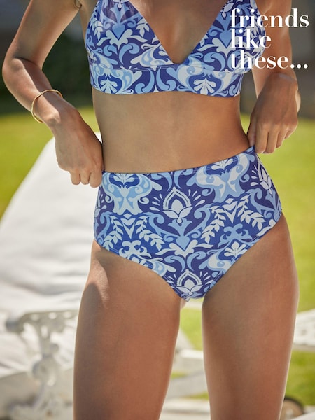 Friends Like These Blue High Waisted Power Mesh High Waisted Bikini Bottoms (Q87609) | LEI 50