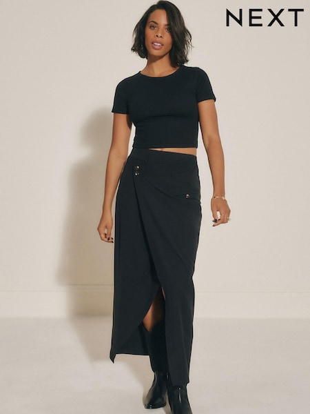 Black Asymmetric Waist Column Skirt (Q87622) | € 9