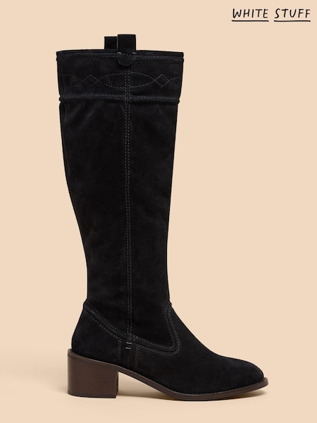 White Stuff Black Connie Suede Pull On Boots (Q87635) | €59