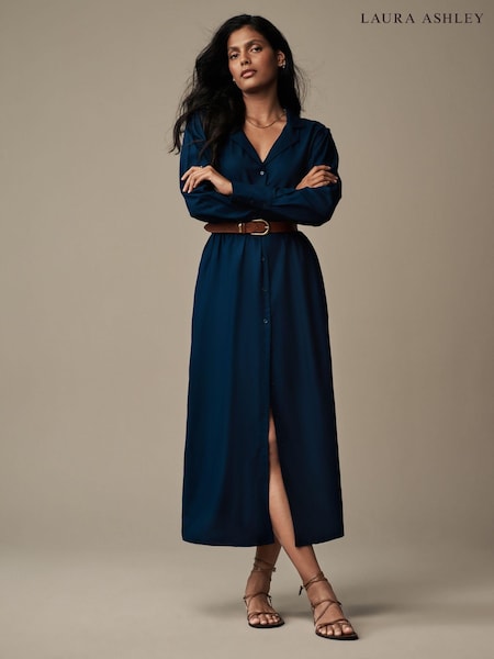 أزرق داكن - Laura Ashley Midaxi Shirt Dress (Q87660) | ‏200 ر.ق.