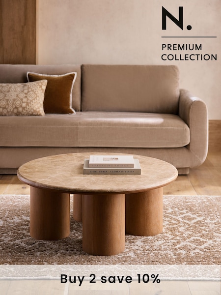 Natural N. Premium Aviano Oak and Oak Veneer Marble Large Coffee Table (Q87688) | €825