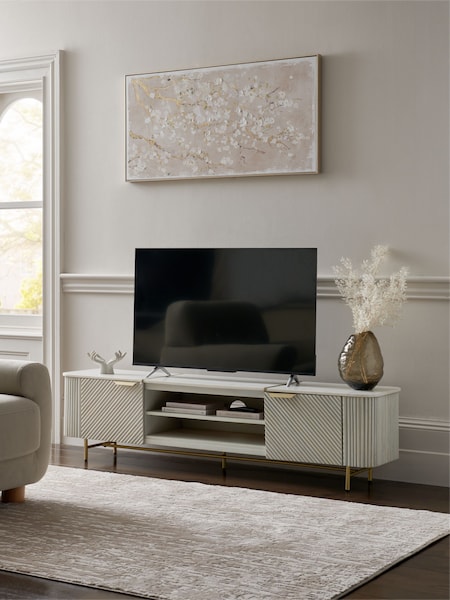Light Grey Valencia Mango Wood Up to 80 inch TV Unit (Q87696) | €1,225