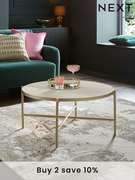 Grey Reeded Mango Wood Coffee Table (Q87700) | €430