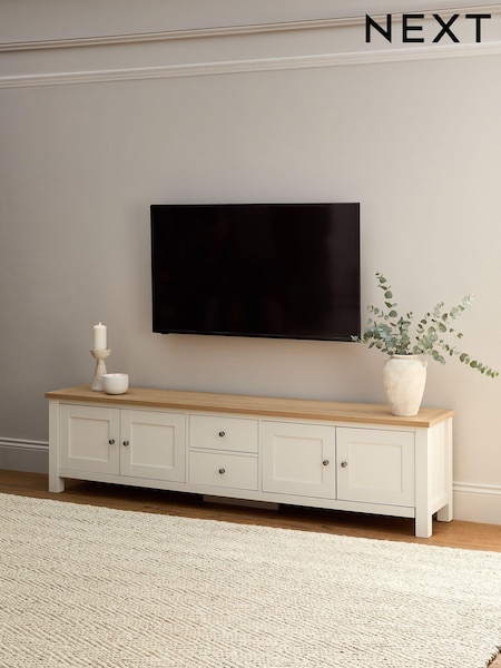 Cream Malvern Oak Effect Up to 90 inch Slim TV Unit (Q87701) | €490