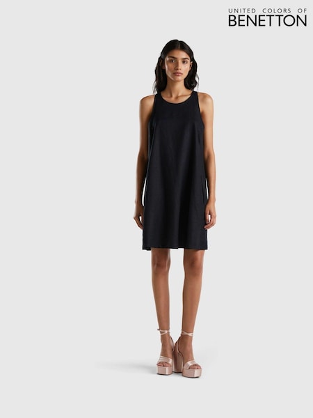 Benetton Mini 100% Linen Black Dress (Q87722) | 46 €