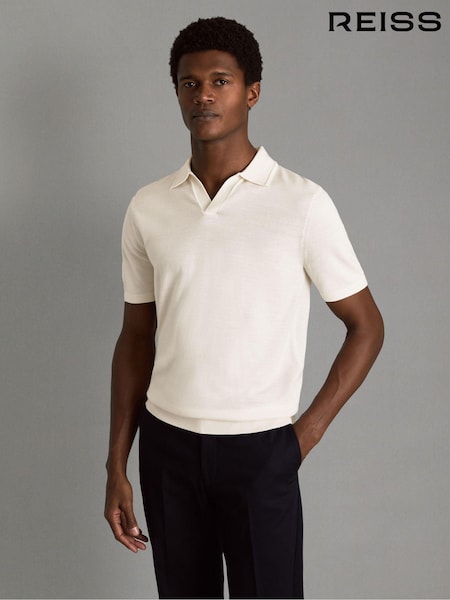 Reiss Snow Duchie Merino Wool Open Collar Polo Shirt (Q87731) | €85