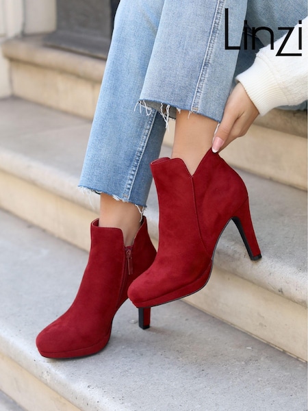 Linzi Red Layara Platform Ankle Boots With Stiletto Heels (Q87797) | €60
