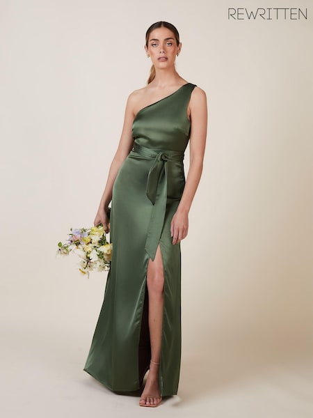 Rewritten Green Porto One Shoulder Bridesmaid Dress (Q87848) | ‏35 ر.ع.‏