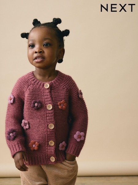 Burgundy Red 3D Flower Cardigan (3mths-7yrs) (Q87891) | €21 - €25