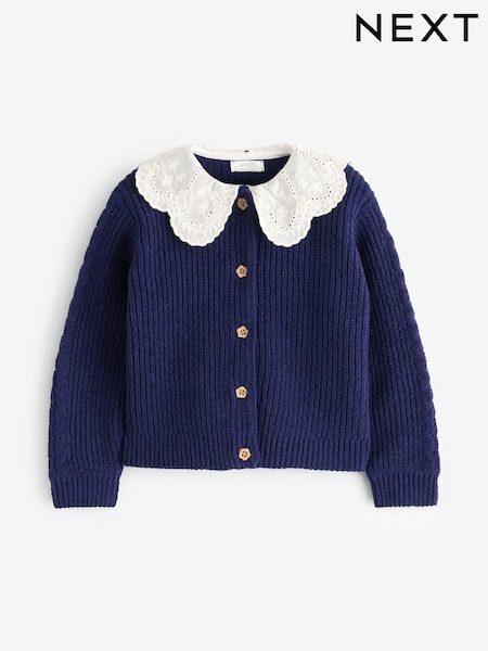 Navy Blue Collar 100% Cotton Cardigan (3mths-7yrs) (Q87893) | €12.50 - €13.50