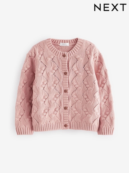 Pink Bobble Stitched Cardigan (3mths-7yrs) (Q87900) | OMR5 - OMR7