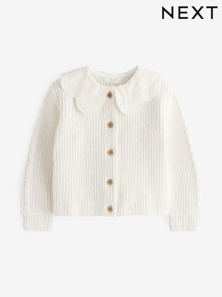Ecru Cream Collar 100% Cotton Cardigan (3mths-7yrs) (Q87902) | €12.50 - €13.50