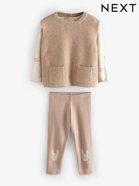 Tan Brown Knit Tabard 3 Piece Set (3mths-7yrs) (Q87914) | €24 - €28