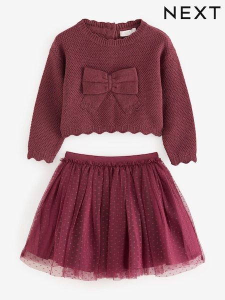 Red Bow Jumper & Skirt Set (3mths-7yrs) (Q87919) | €14.50 - €17.50