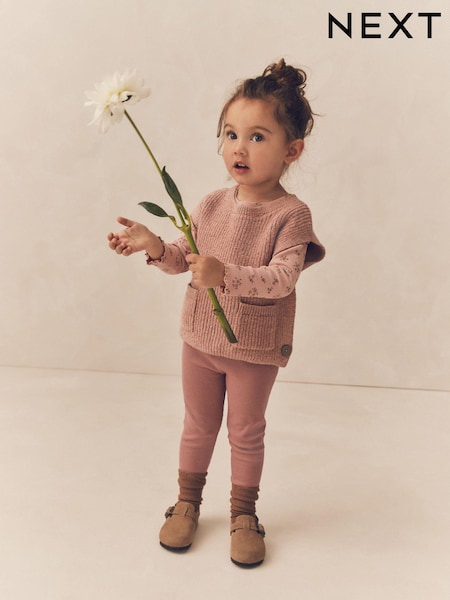 Pink Knit Tabard 3 Piece Set (3mths-7yrs) (Q87920) | AED88 - AED102