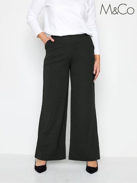 M&Co Black Stretch Scuba Wide Leg Trousers (Q87937) | €17.50