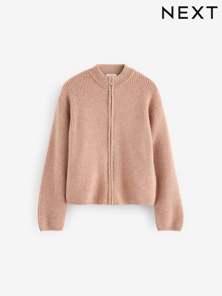 Карамельный коричневый - Zip Thru Cardigan (3-16yrs) (Q87991) | €13 - €16