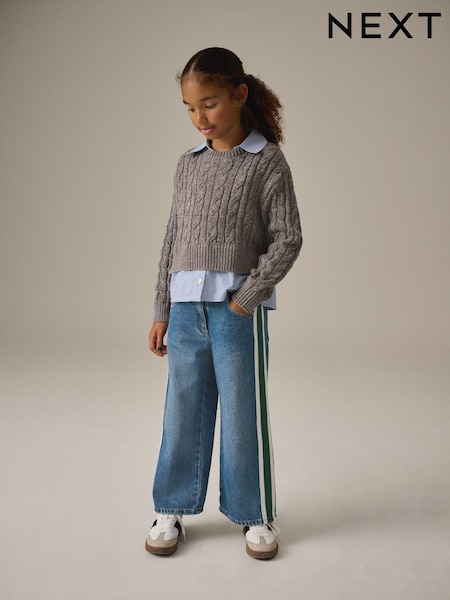 Grey Mock 100% Cotton Shirt Jumper (3-16yrs) (Q88001) | AED78 - AED95