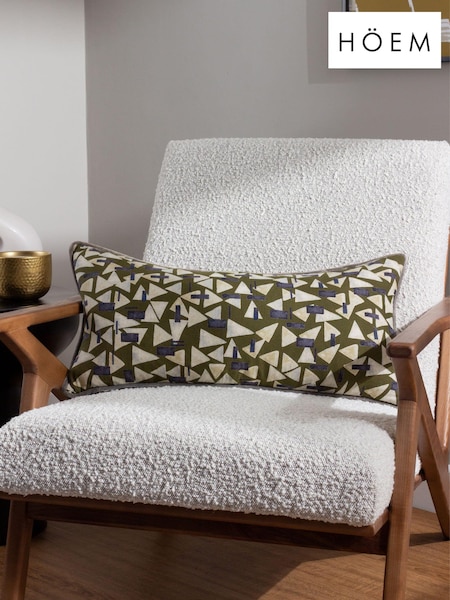 HÖEM Green City Geometric Piped Polyester Filled 100% Cotton Cushion (Q88008) | €24.50