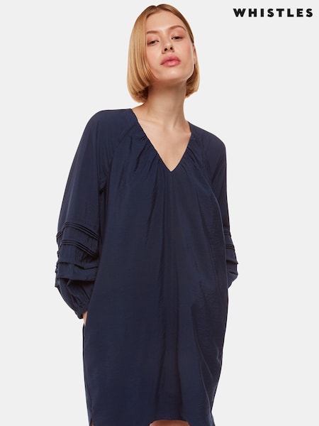 Whistles Blue Grace V-Neck Dress (Q88058) | €35