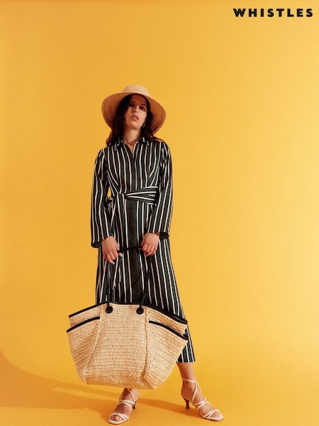 Whistles Green/Multi Petite Printed Stripe Shirt Dress (Q88065) | €216