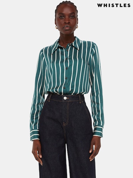 Whistles Green/Multi Petite Alex Stripe Shirt (Q88068) | €118