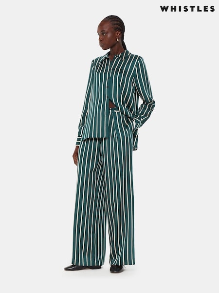 Whistles Green/Multi Petite Alex Stripe Trousers (Q88070) | AED577