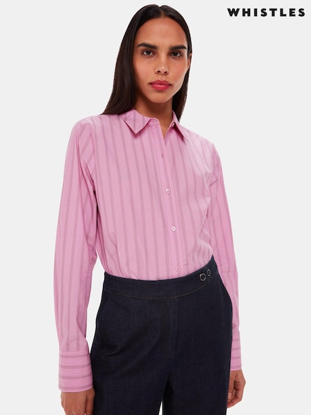 Whistles Boxy Fit 100% Cotton Stripe Shirt (Q88075) | 283 LEI