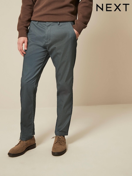 Blue Slim Fit Printed Belted Soft Touch Chino Trousers (Q88083) | €6