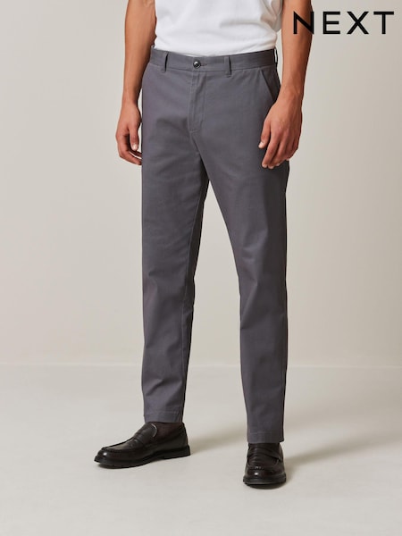 Grey Charcoal Slim Fit Stretch Printed Soft Touch Chino Trousers (Q88120) | R$ 210