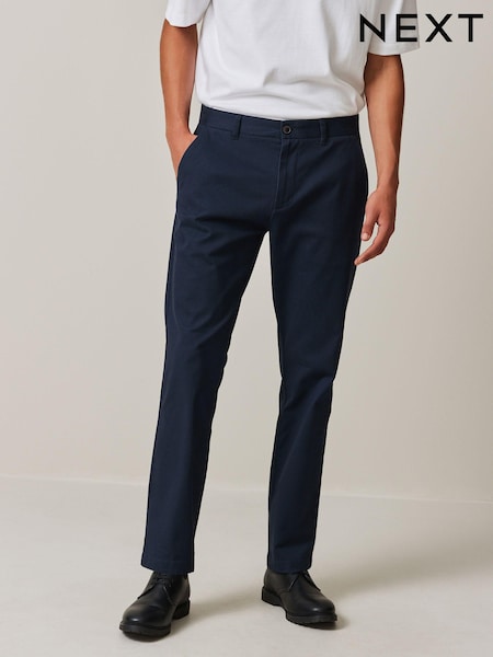 Navy Blue Slim Fit Stretch Printed Soft Touch Chino Trousers (Q88136) | KRW47,000