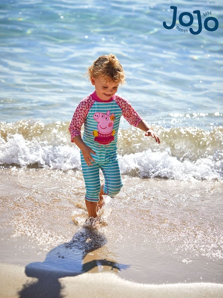 JoJo Maman Bébé Pink Peppa Pig UPF 50 1-Piece Sun Protection Suit (Q88280) | €41