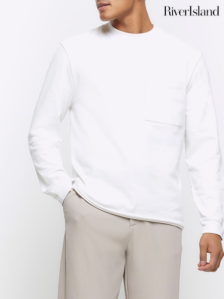 River Island Cream Regular Fit Cuff Pocket T-Shirt (Q88468) | €15