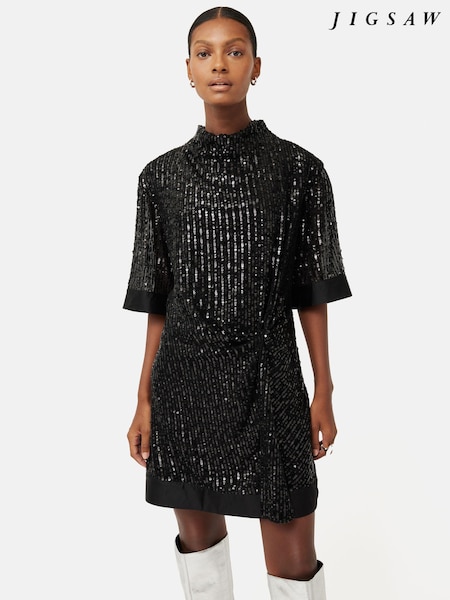 Jigsaw Black Waterfall Sequin Mini Dress (Q88490) | €60