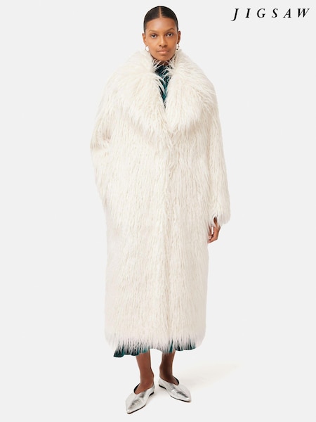 Jigsaw White Teddy Maxi City Coat (Q88523) | €190