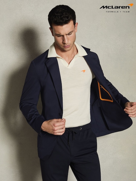 Reiss x McLaren F1 Team Navy McLaren F1 Slim Fit Technical Single Breasted Blazer (Q88561) | AED1,910