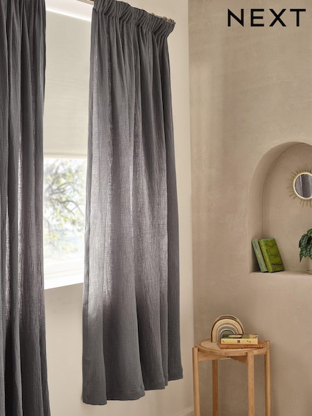100% Cotton Crinkle Pencil Pleat Curtains (Q88590) | €19 - €42