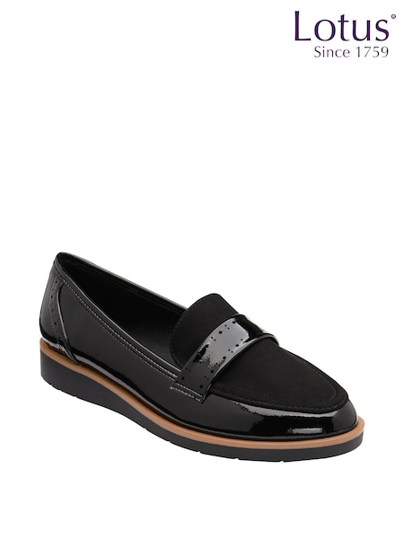 Lotus Black Patent Loafers (Q88667) | €73