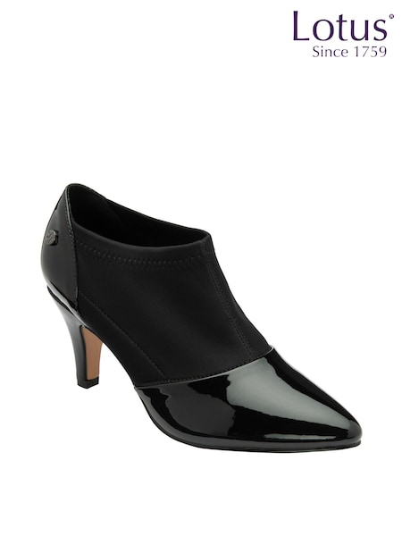 Lotus Jet Black Textile And Patent Shoe Boots (Q88672) | €100