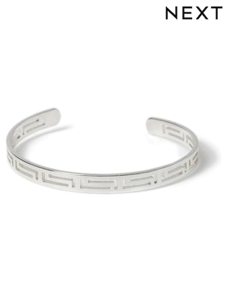 Silver Plated Greek Key Cuff Bracelet (Q88690) | €26