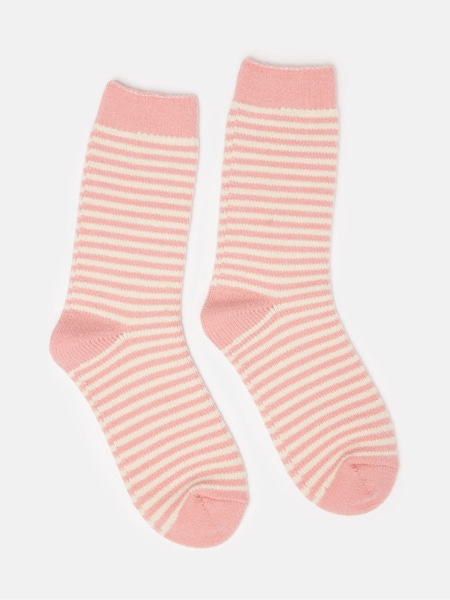 Joules Women's Toasty Pink Cosy Striped Socks (size 4-8) (Q88776) | €13
